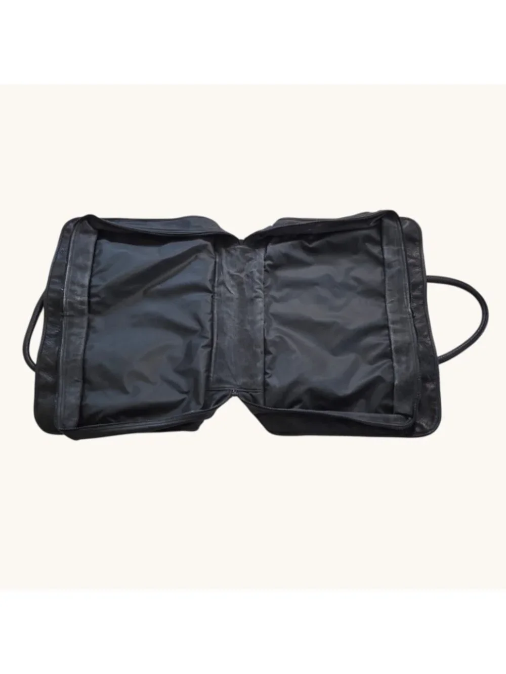 Vtg Nienkämper Clamshell Travel Garment Bag Black Leather Overnight Briefcase